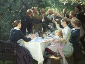 Olio su tela brindisi P.S. Krøyer