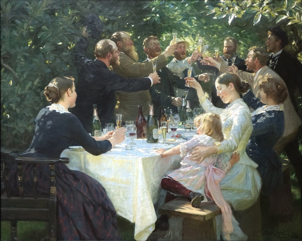 Olio su tela brindisi P.S. Krøyer